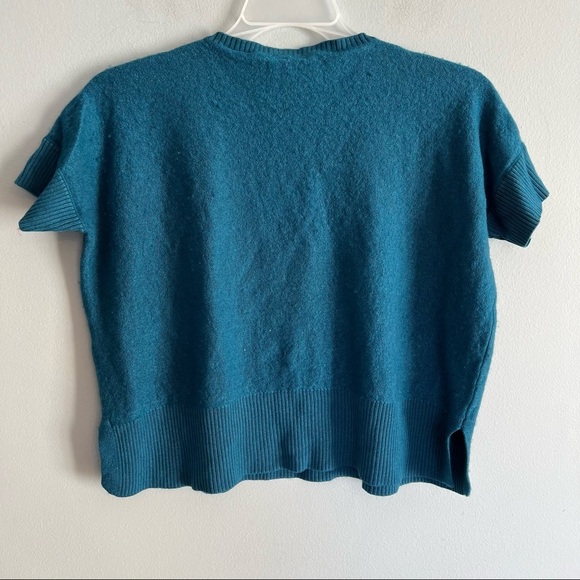 EILEEN FISHER Nile Blue Sleek Tencel Merino Wool Knit Boxy Sweater Top - Picture 8 of 9